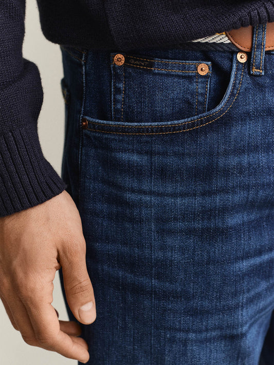 GANT Men Navy Blue Regular Fit Jeans