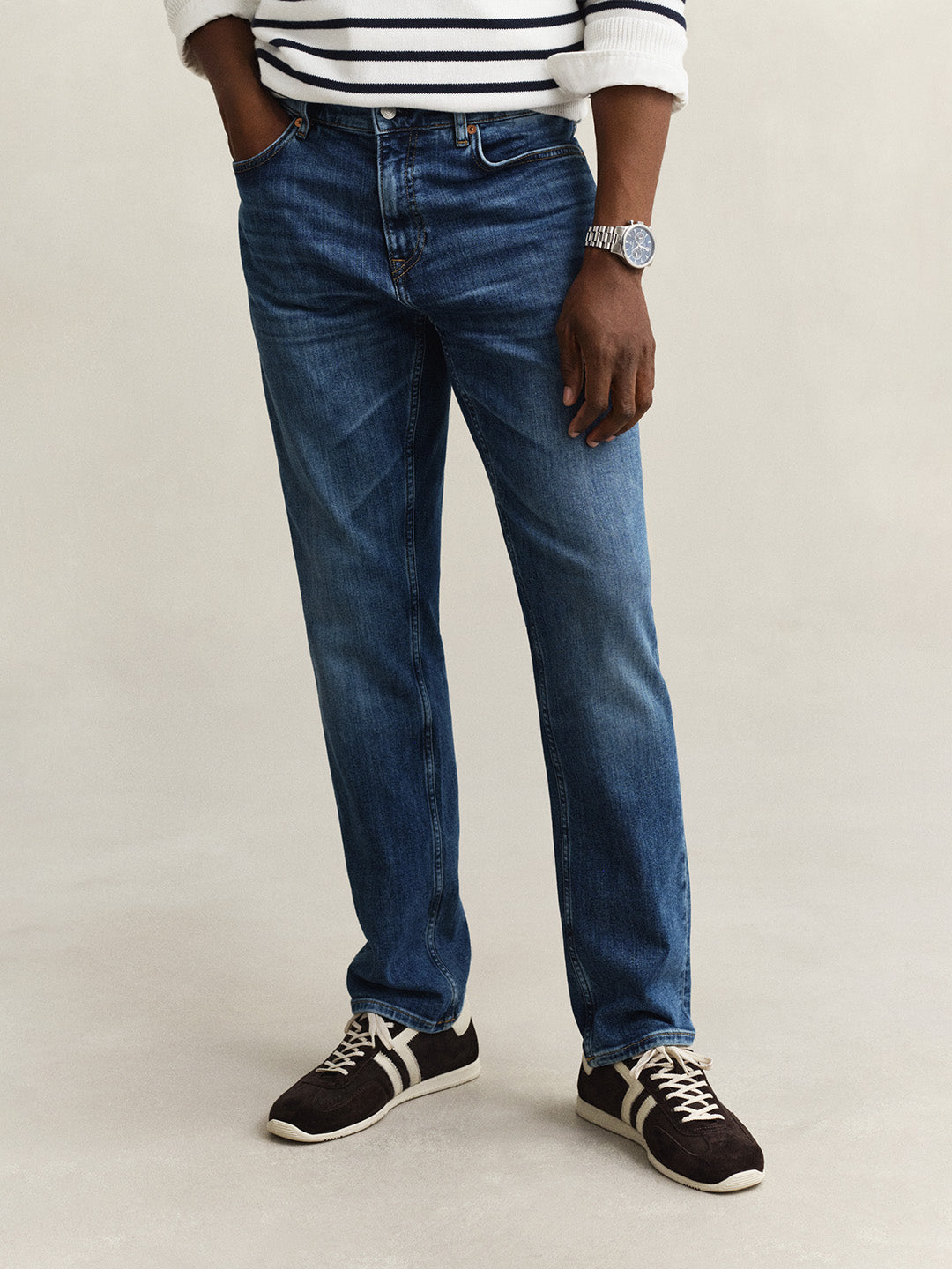GANT Men Navy Blue Regular Fit Jeans