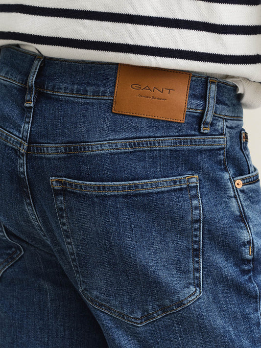 GANT Men Navy Blue Regular Fit Jeans