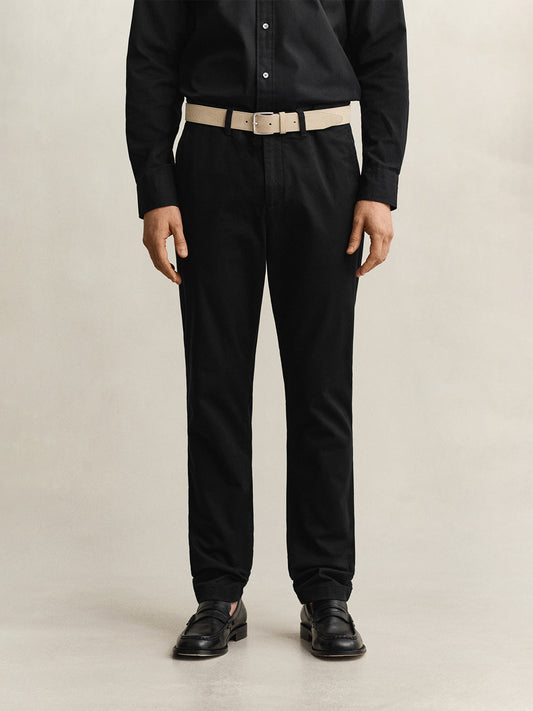 GANT Men Black Slim Fit Classic Chinoss Trouser