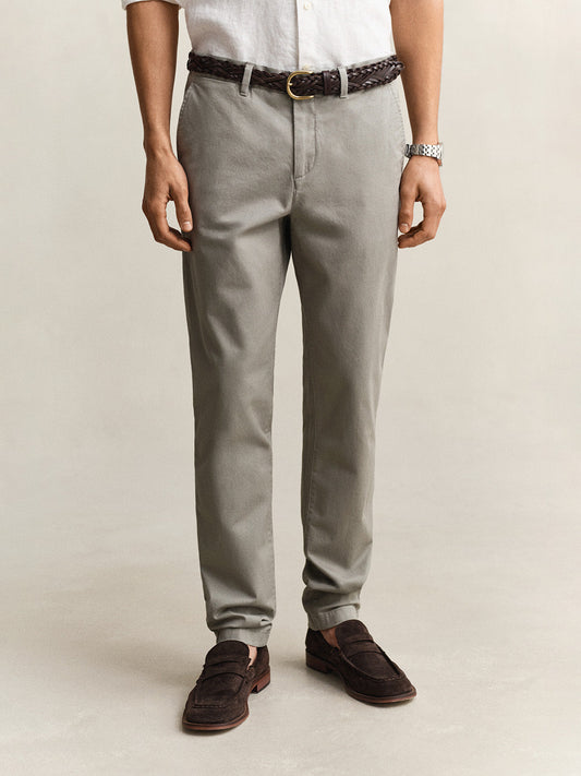 GANT Men Grey Slim Fit Classic Chinoss Trouser