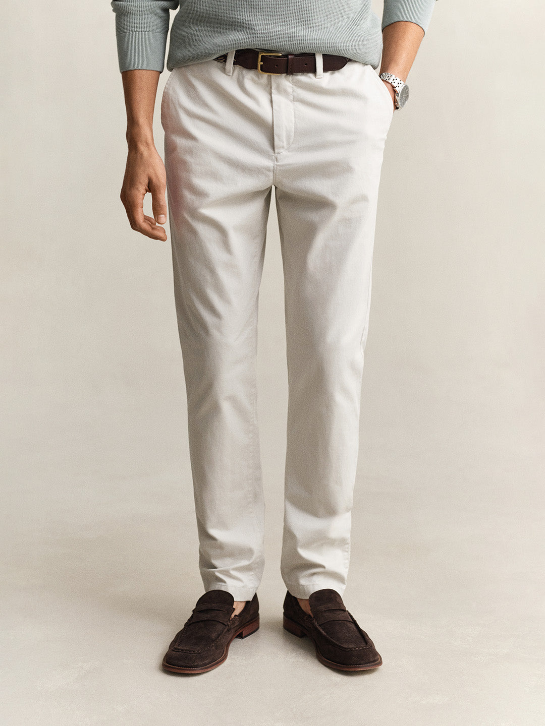 GANT Men Off White Slim Fit Classic Chinoss Trouser