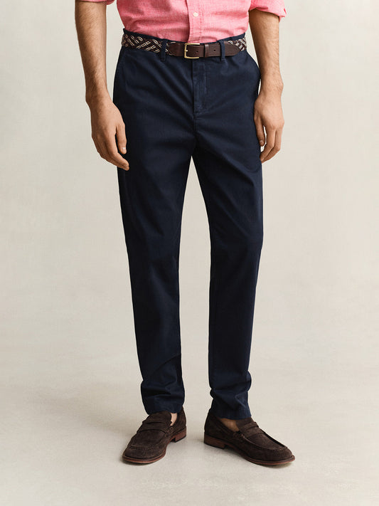 GANT Men Navy Blue Slim Fit Classic Chinoss Trouser