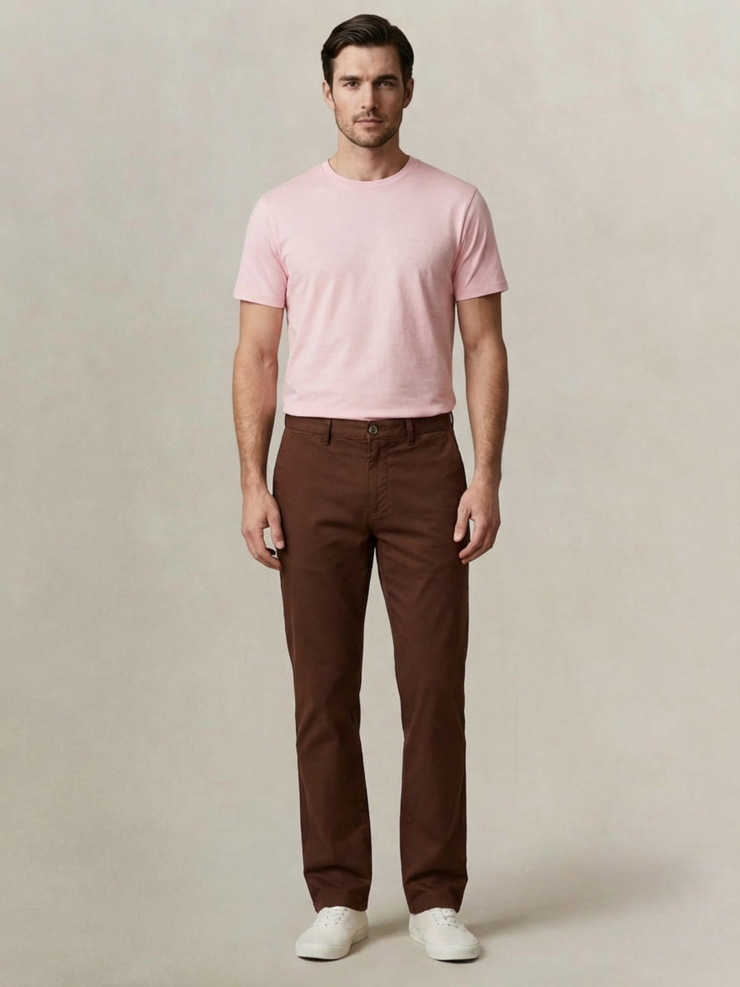 Gant Men Brown Solid Stretchable Regular Fit Trouser
