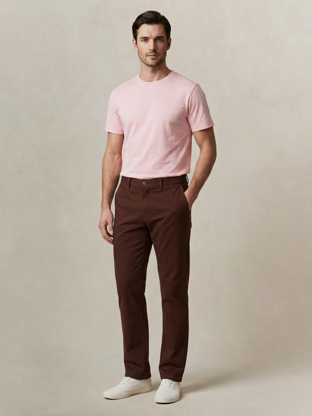 Gant Men Brown Solid Stretchable Regular Fit Trouser
