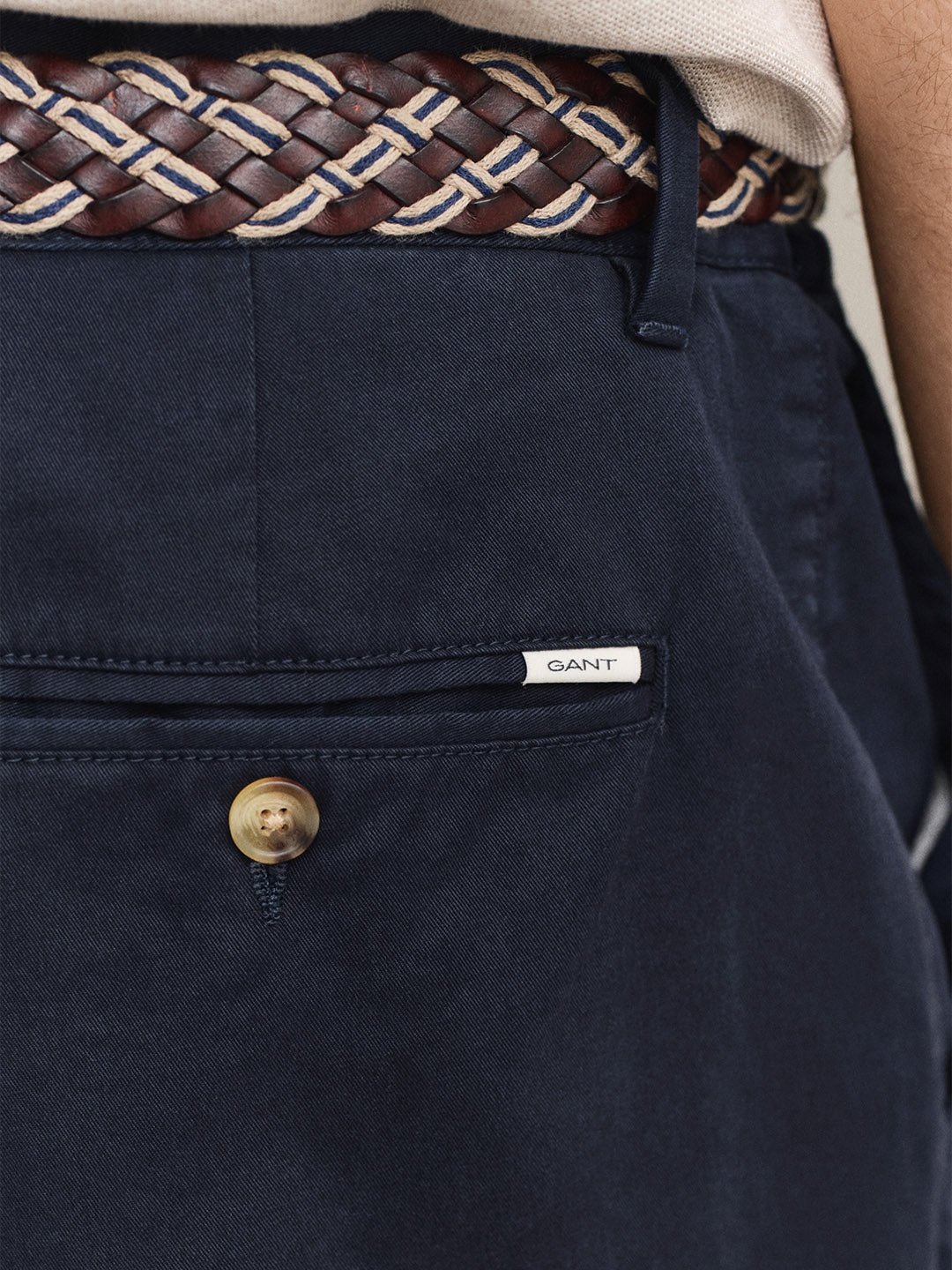 GANT Men Navy Blue Regular Fit Classic Chinoss Trouser