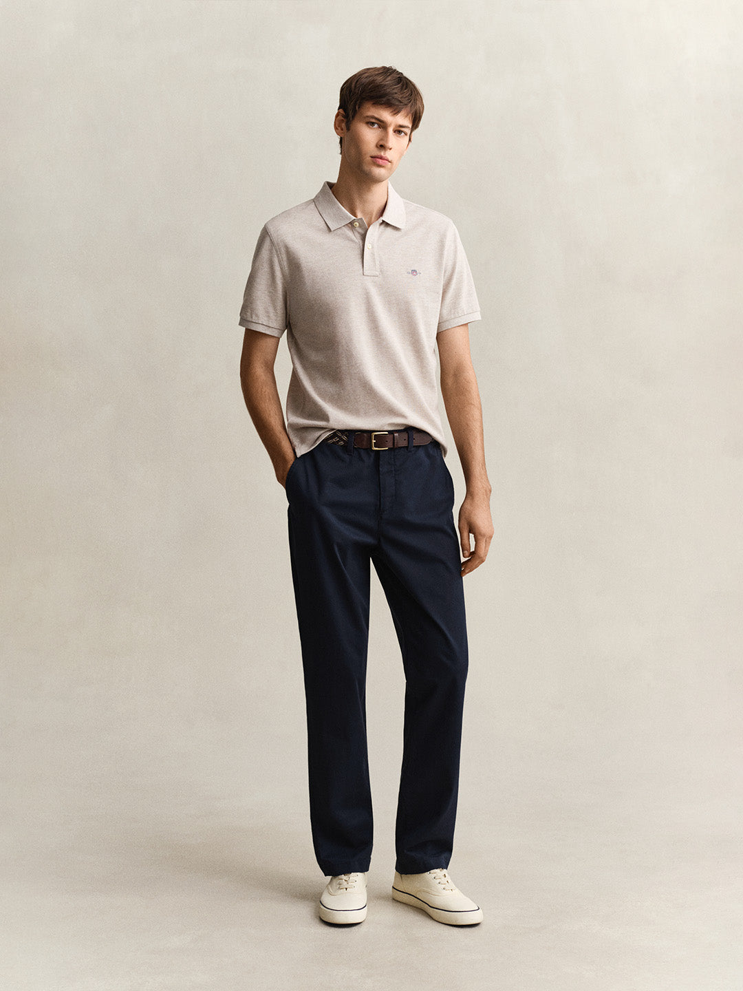 GANT Men Navy Blue Regular Fit Classic Chinoss Trouser