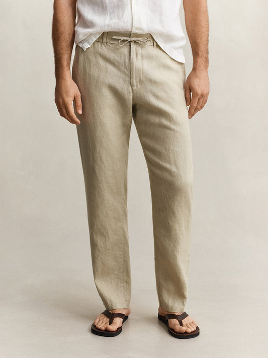 GANT Men Beige Pure Linen Trouser