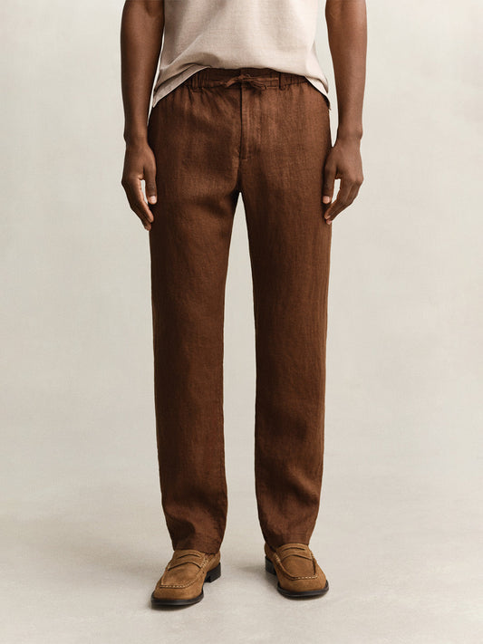 GANT Men Brown Pure Linen Trouser