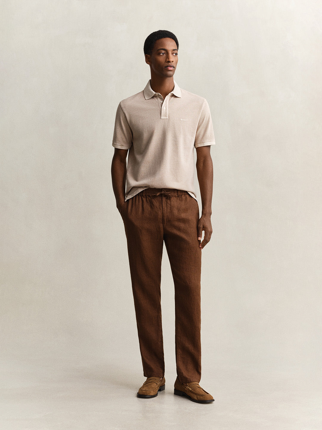 GANT Men Brown Pure Linen Trouser
