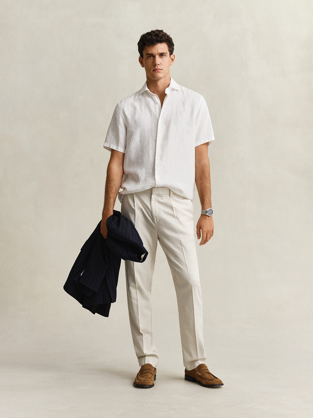GANT Men Off White Slim Fit Lyocell Pant