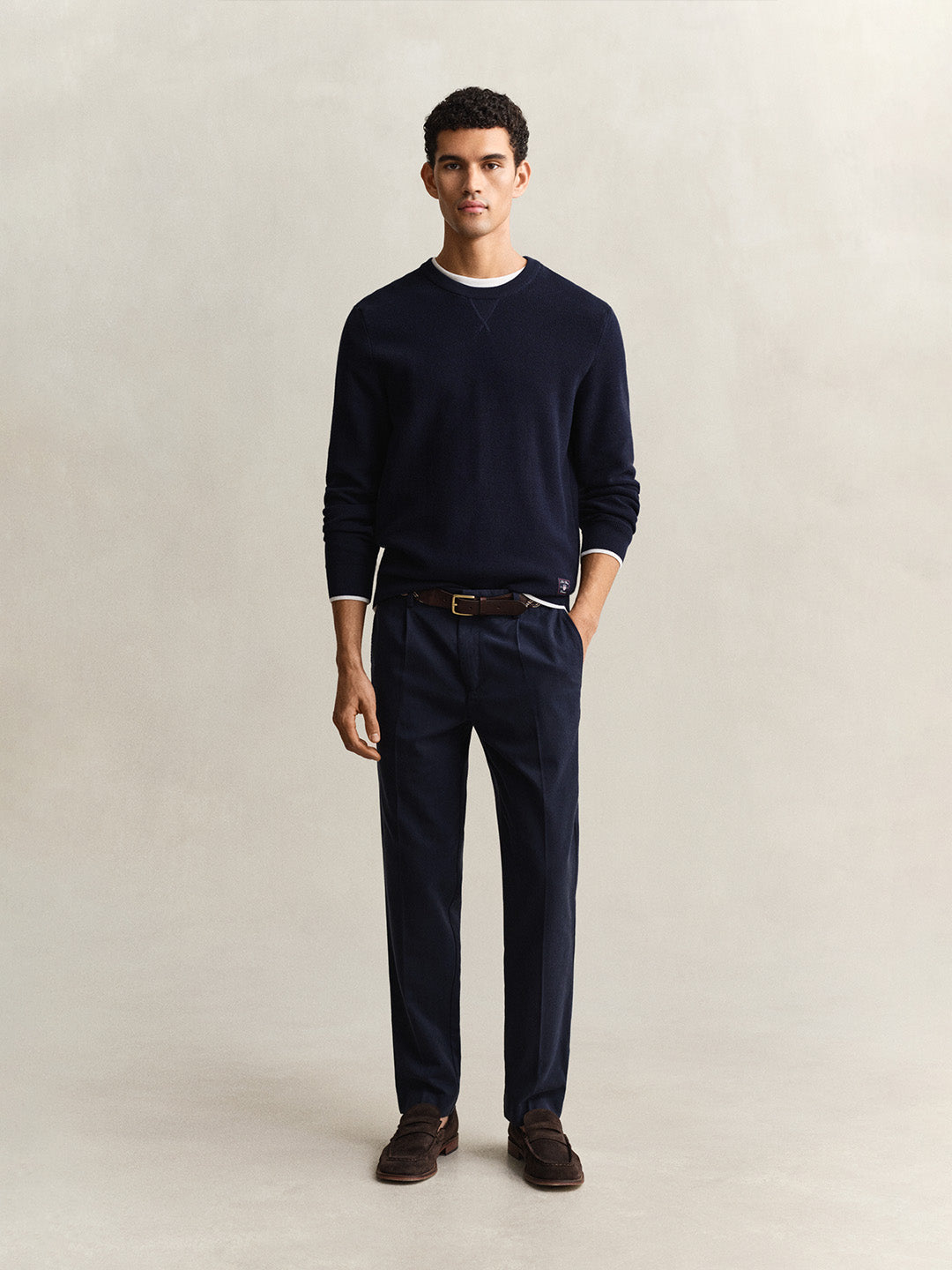 GANT Men Navy Blue Slim Fit Lyocell Pant