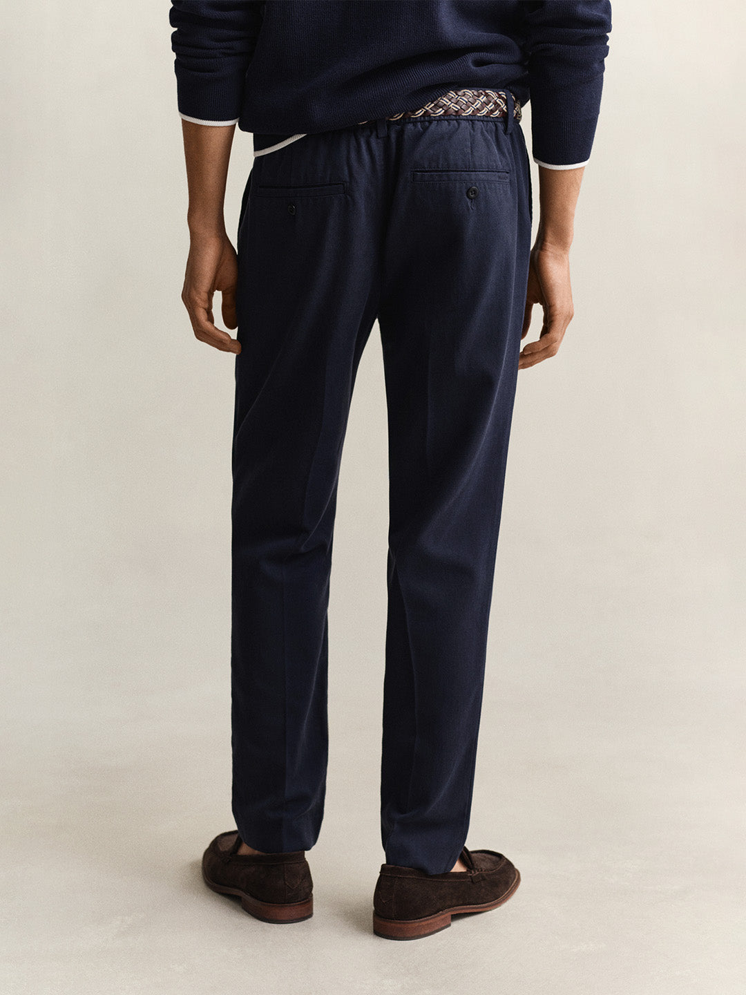 GANT Men Navy Blue Slim Fit Lyocell Pant