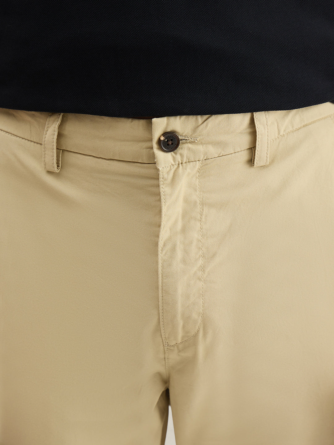 Gant Men Beige Solid Regular Fit Pure Cotton Trouser