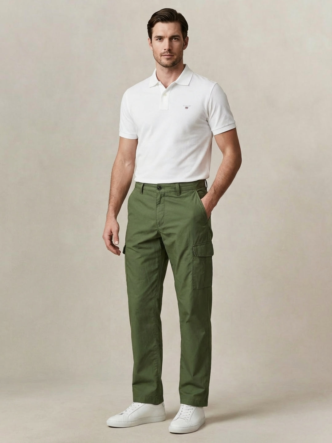 Gant Men Green Solid Regular Fit Pure Cotton Trouser