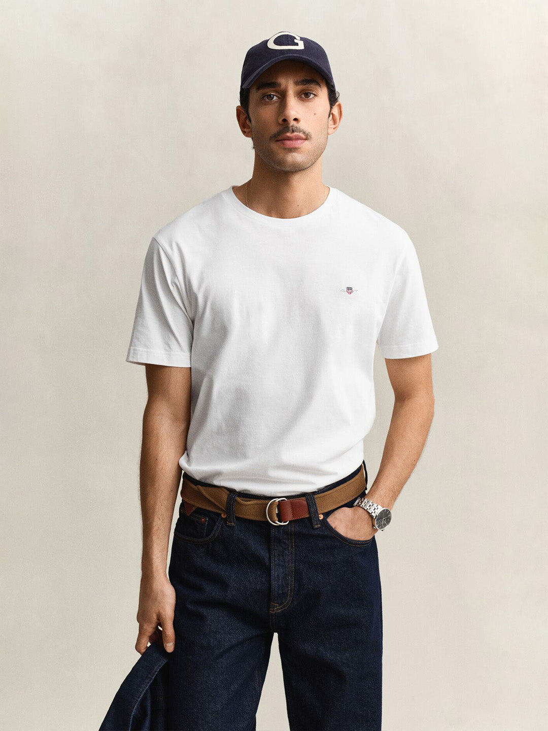 GANT Men White Regular Fit Shield T-Shirt