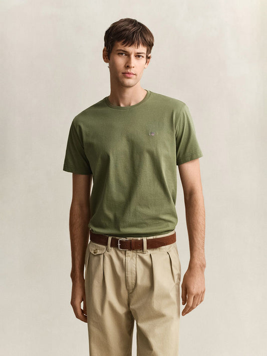 GANT Men Green Regular Fit Shield T-Shirt