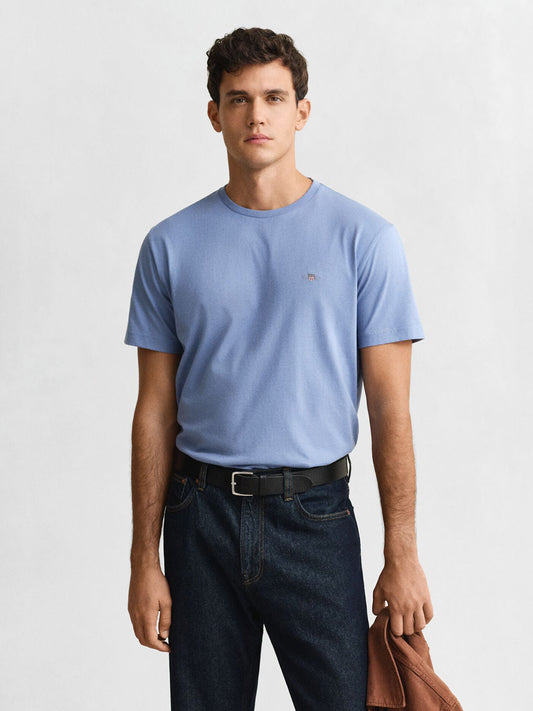 GANT Men Blue Shield Pure Cotton T-Shirt