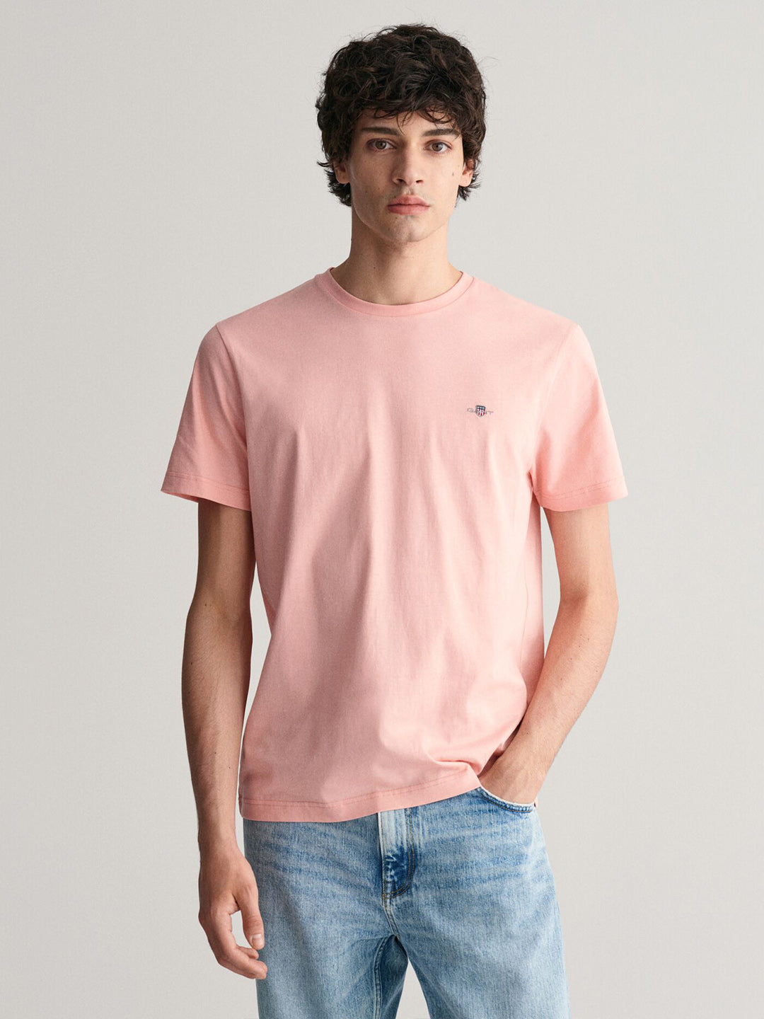 GANT Men Peach Shield Cotton T-Shirt
