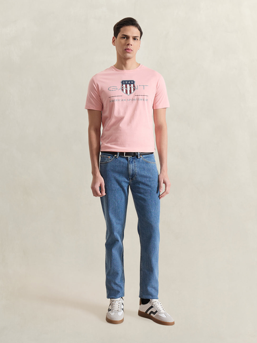 Gant Men Pink Printed Regular Fit T-Shirt