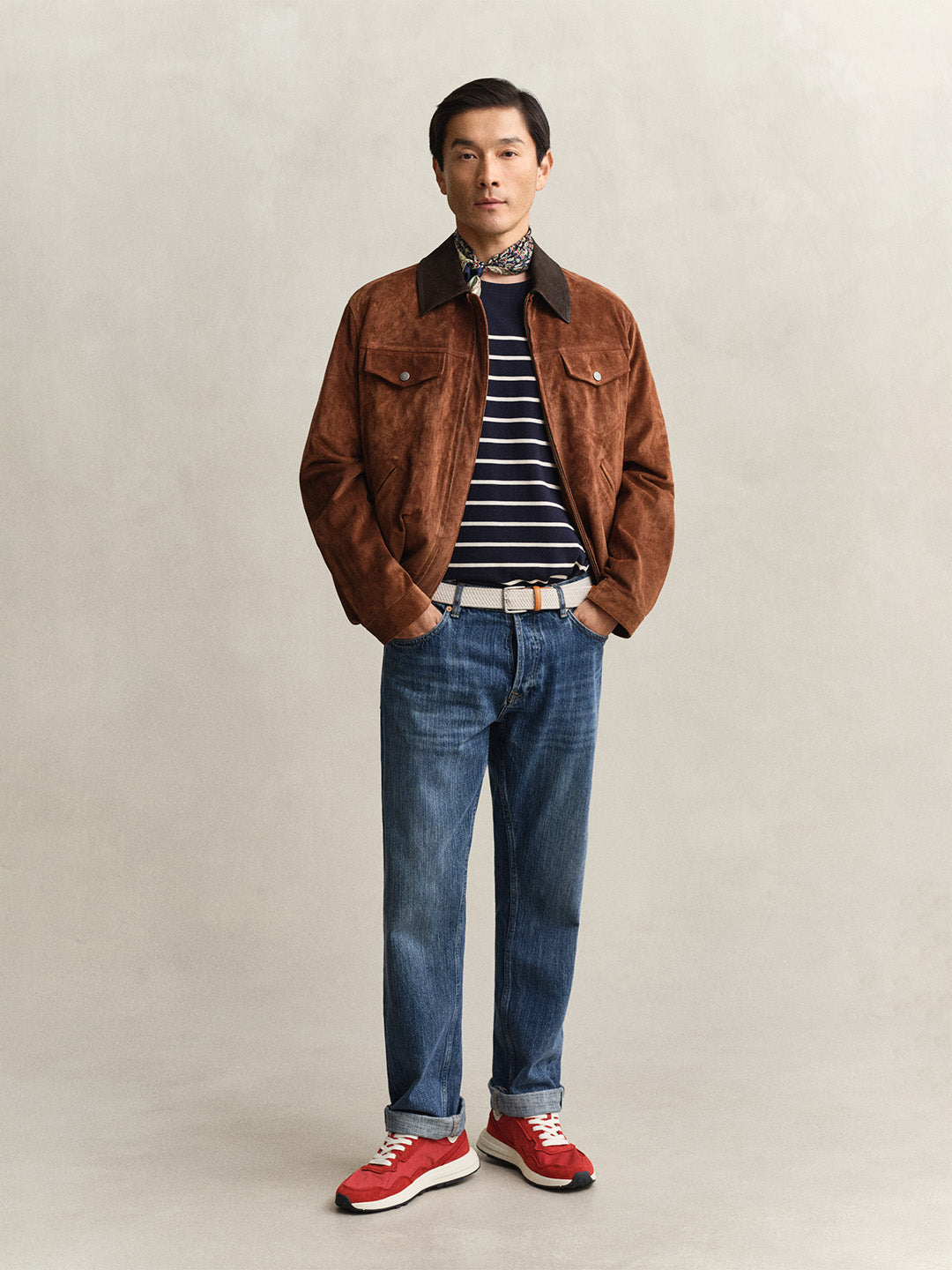 GANT Men Navy Blue Striped Pure Cotton T-Shirt