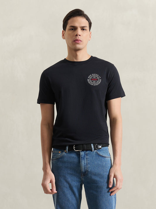 GANT Men Black Solid T-Shirt
