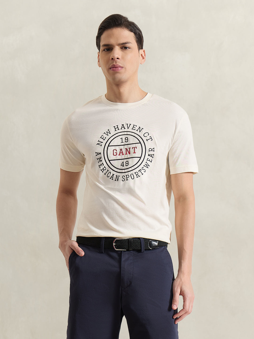 GANT Men Cream Printed T-Shirt