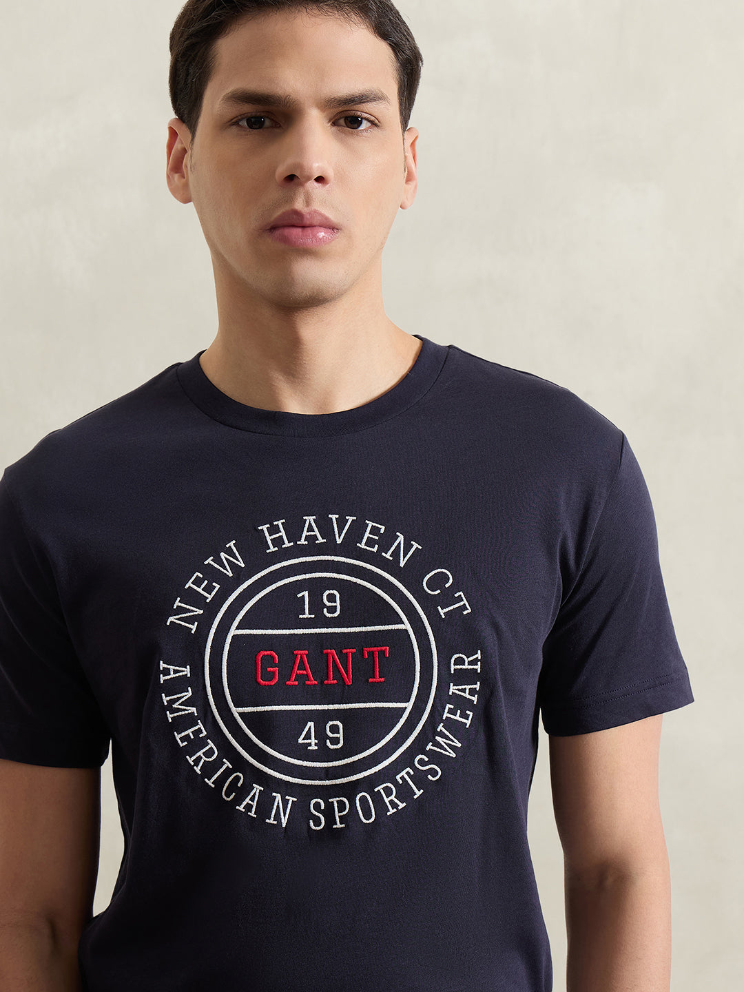 GANT Men Navy Blue Printed T-Shirt