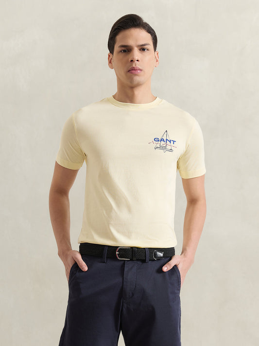 GANT Men Yellow Printed T-Shirt