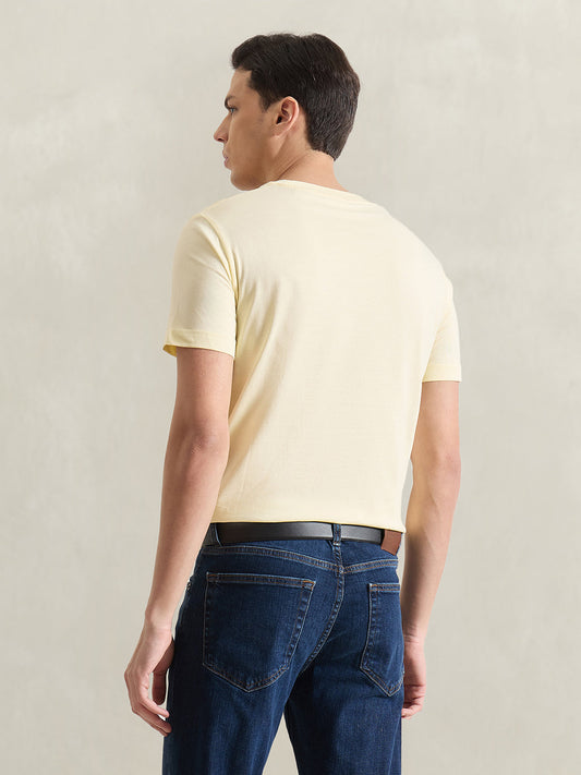 GANT Men Yellow Solid T-Shirt