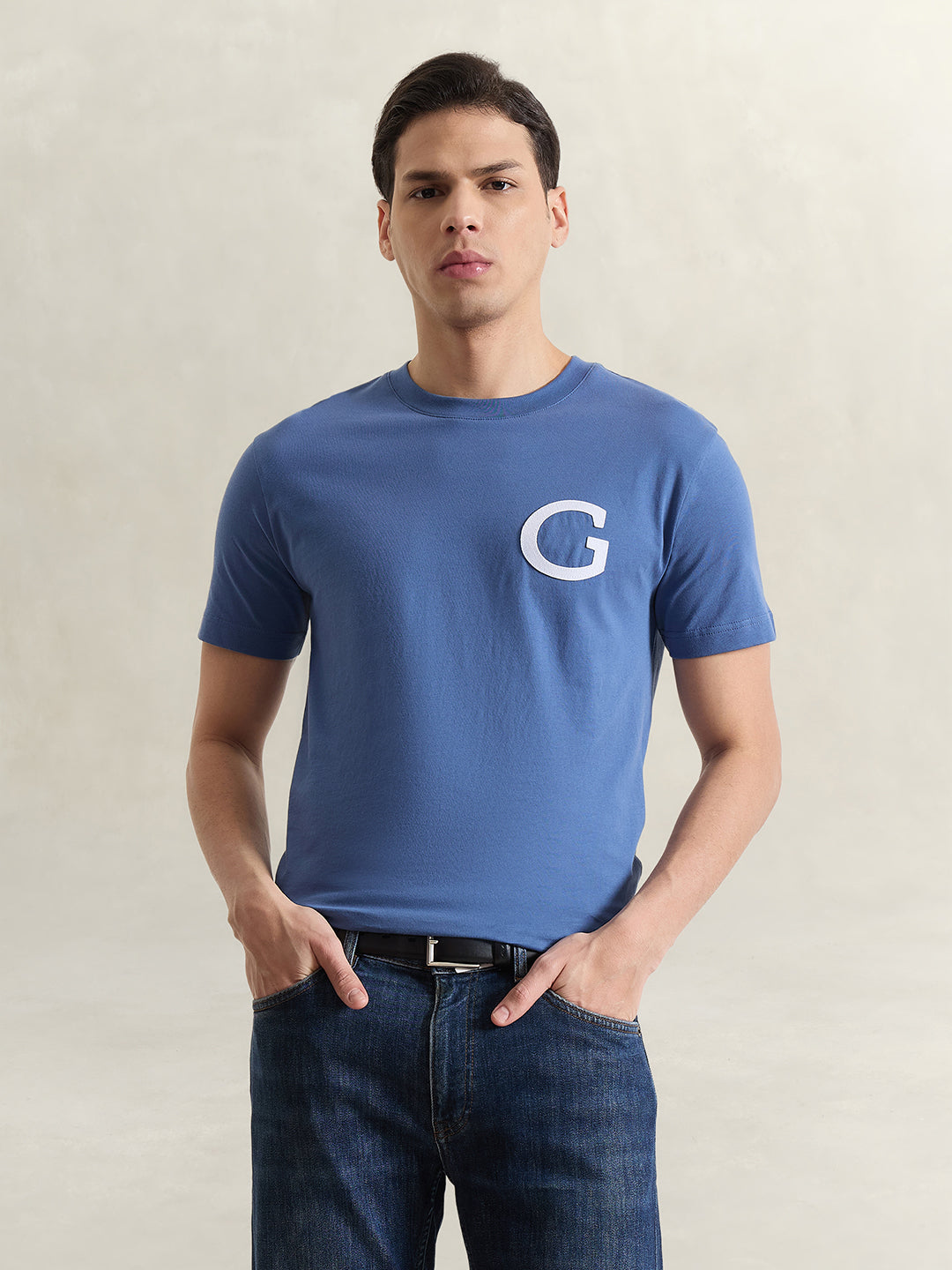GANT Men Blue Solid T-Shirt