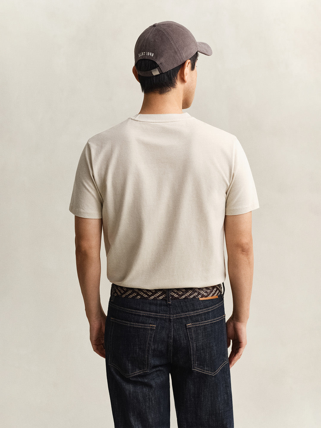 Gant Men Beige Tone Pique Pure Cotton T-Shirt