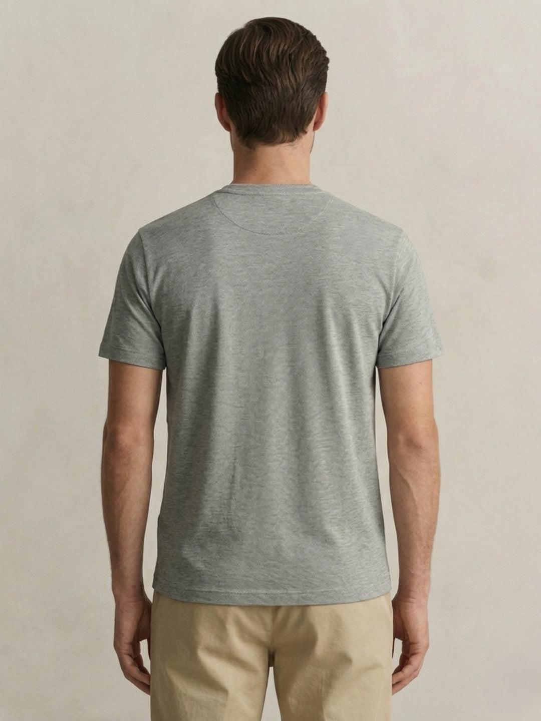 Gant Men Green Solid Regular Fit Pique T-Shirt
