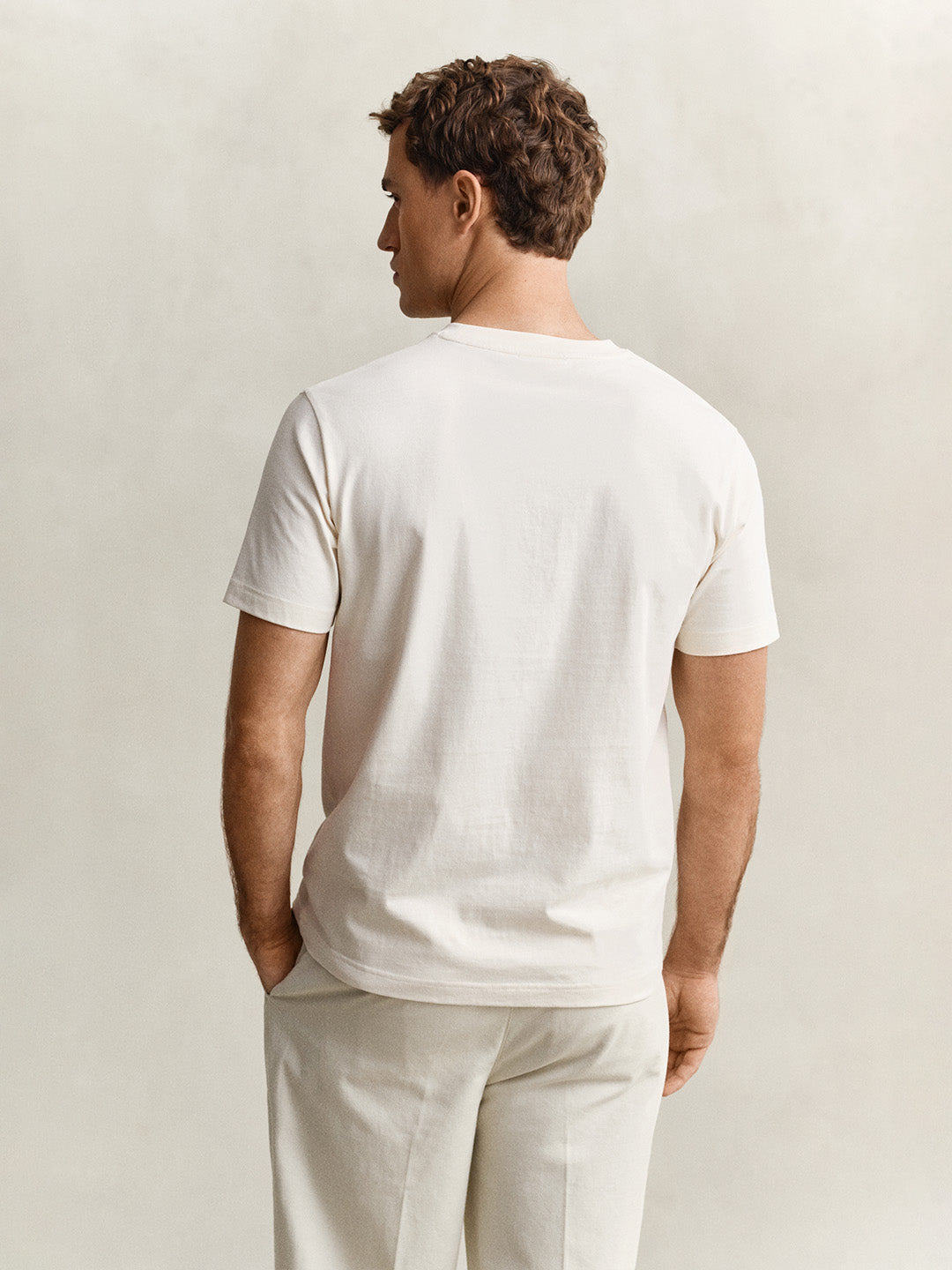 GANT Men Cream Printed Cotton T-Shirt