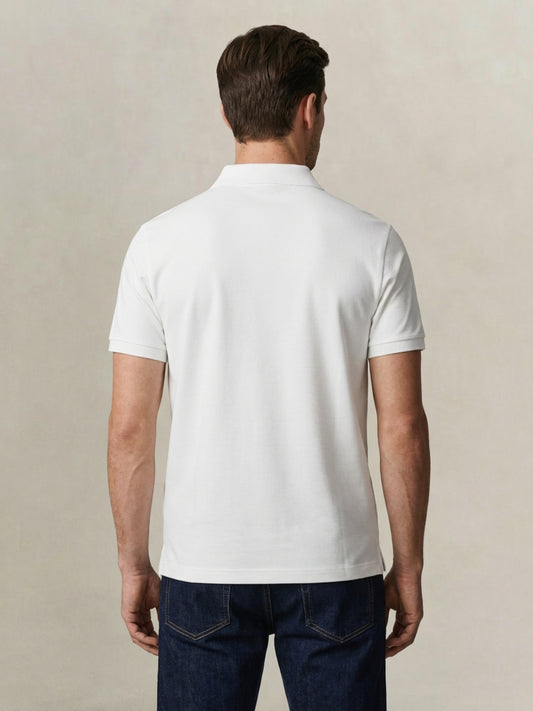 Gant Men White Solid Regular Fit Pure Cotton Polo T-Shirt