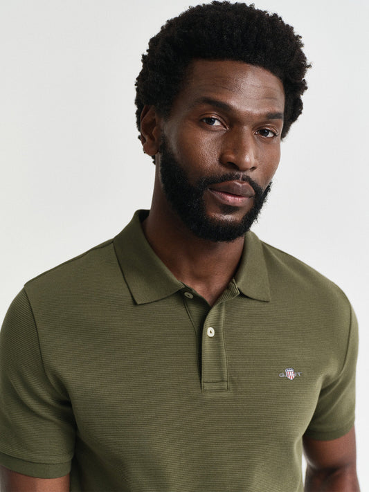 Gant Men Green Solid Regular Fit Pure Cotton Polo T-Shirt