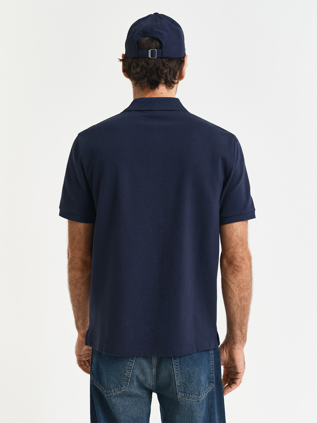 Gant Men Navy Blue Solid Regular Fit Pure Cotton Polo T-Shirt