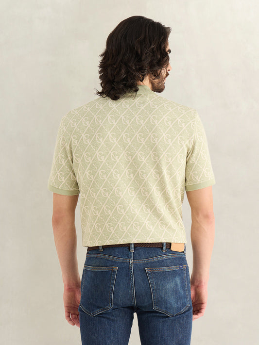 GANT Mens Green Monogram Polo T-Shirt