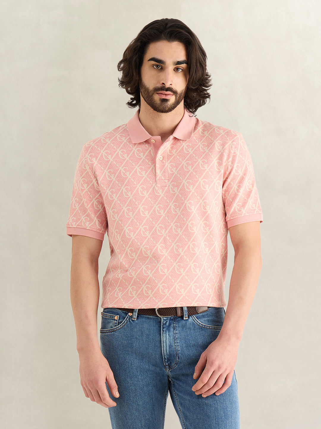 Gant Men Pink Monogram Polo T-Shirt