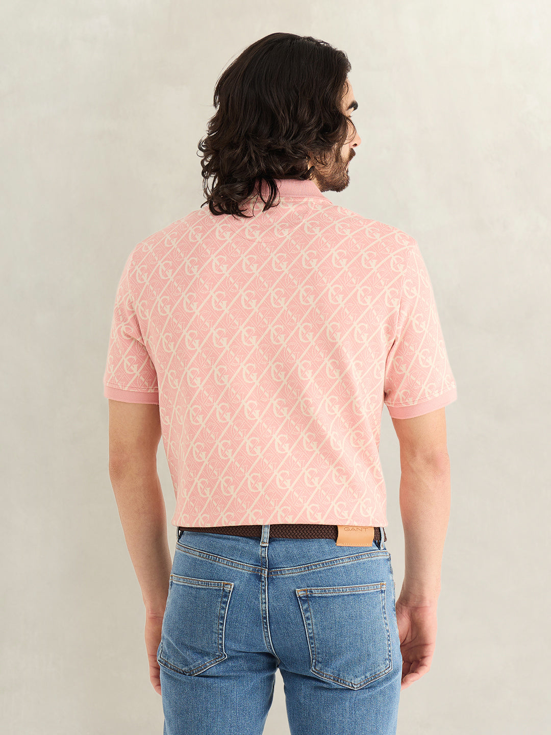 Gant Men Pink Monogram Polo T-Shirt