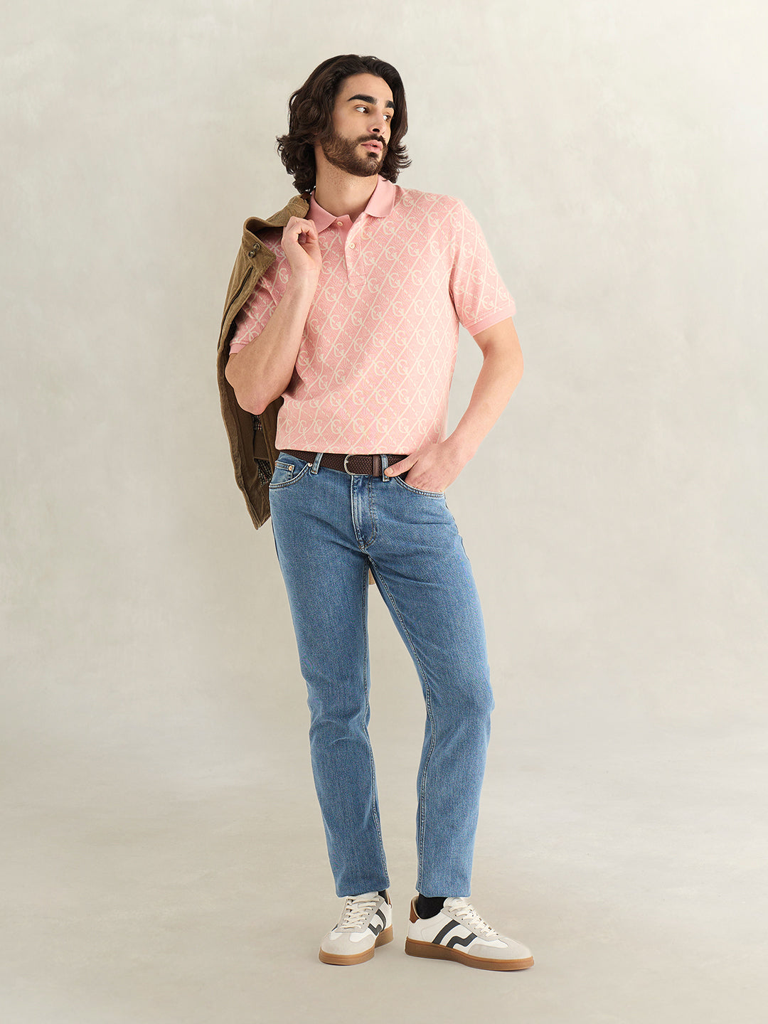 Gant Men Pink Monogram Polo T-Shirt