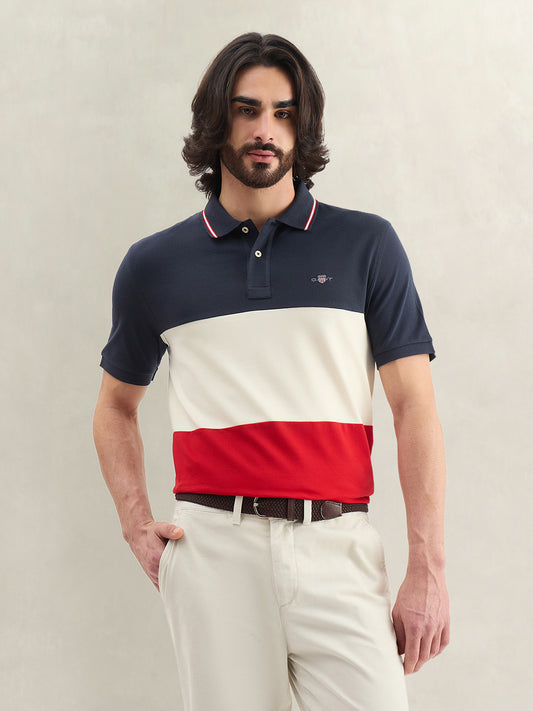 Gant Men Multicolor Colorblock Regular Fit Polo T-Shirt
