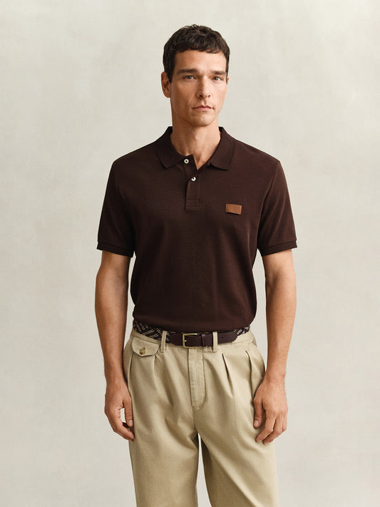 GANT Men Brown Cotton Polo T-Shirt