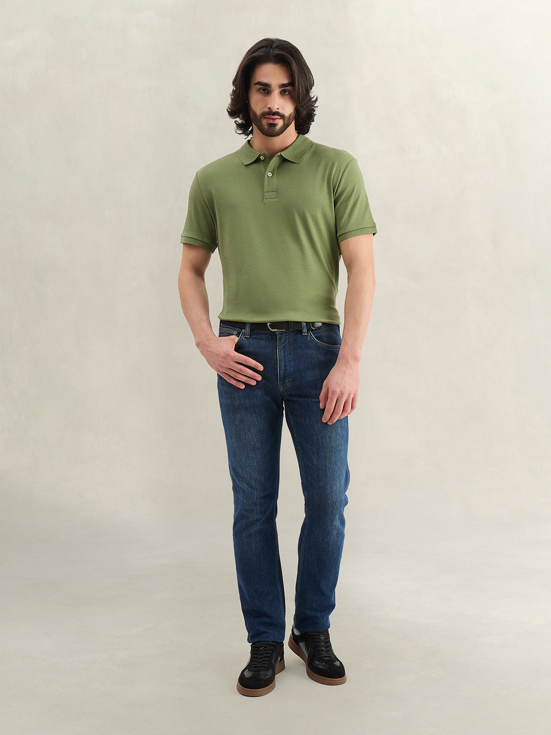 Gant Men Green Solid Regular Fit Pure Cotton Polo T-Shirt