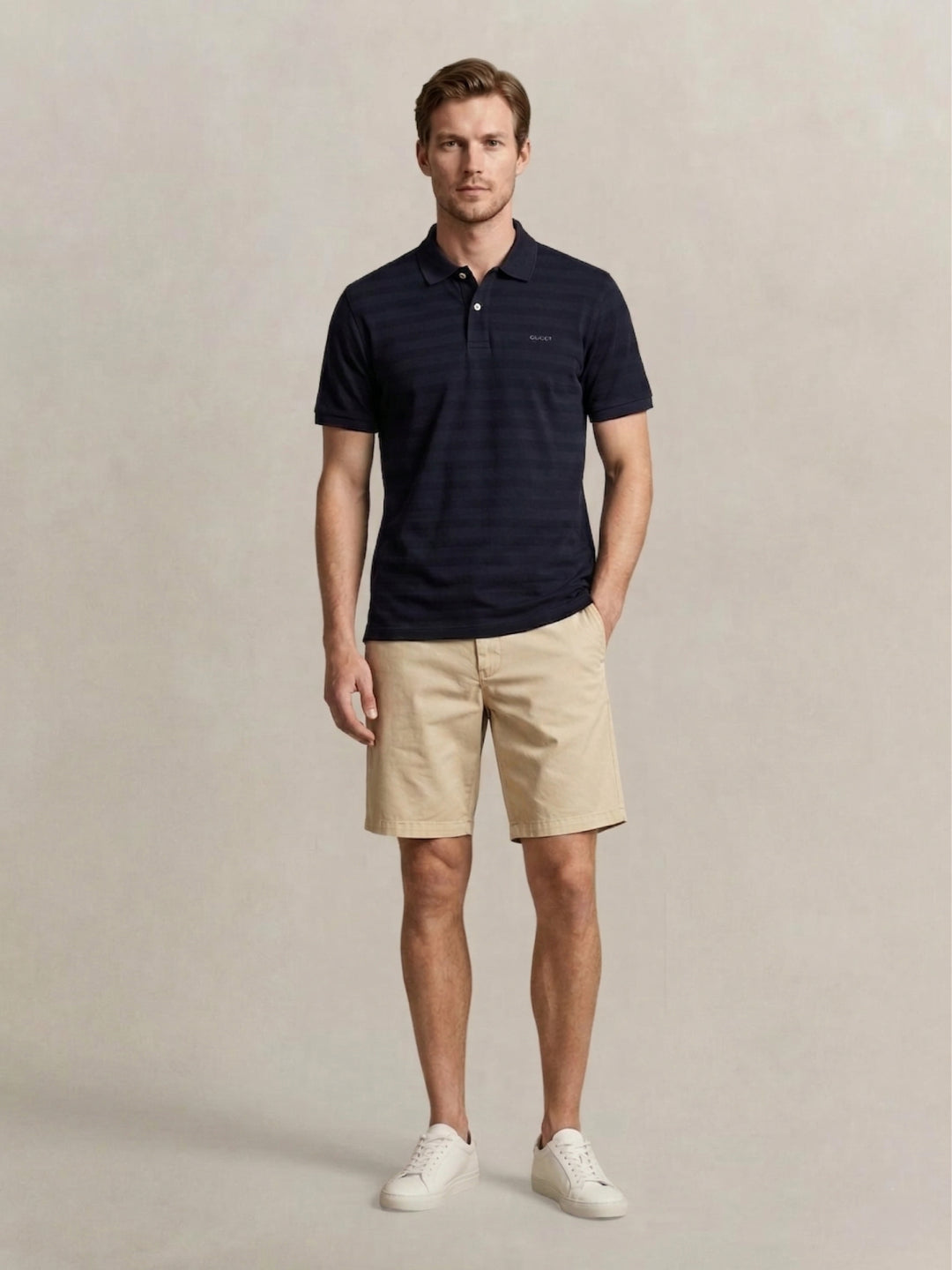 Gant Men Navy Blue Striped Regular Fit Pure Cotton Polo T-Shirt