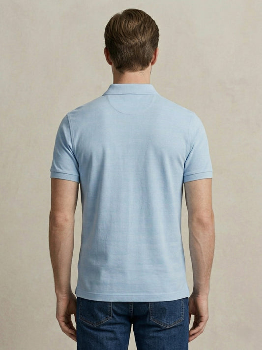 Gant Men Blue Striped Regular Fit Pure Cotton Polo T-Shirt