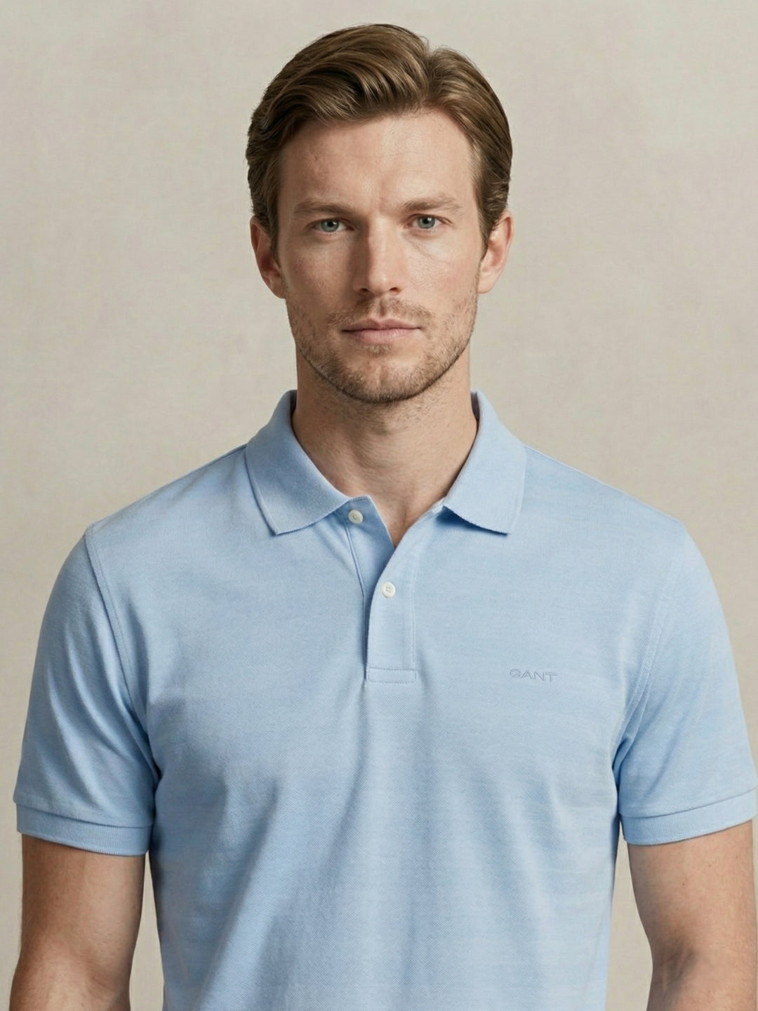 Gant Men Blue Striped Regular Fit Pure Cotton Polo T-Shirt