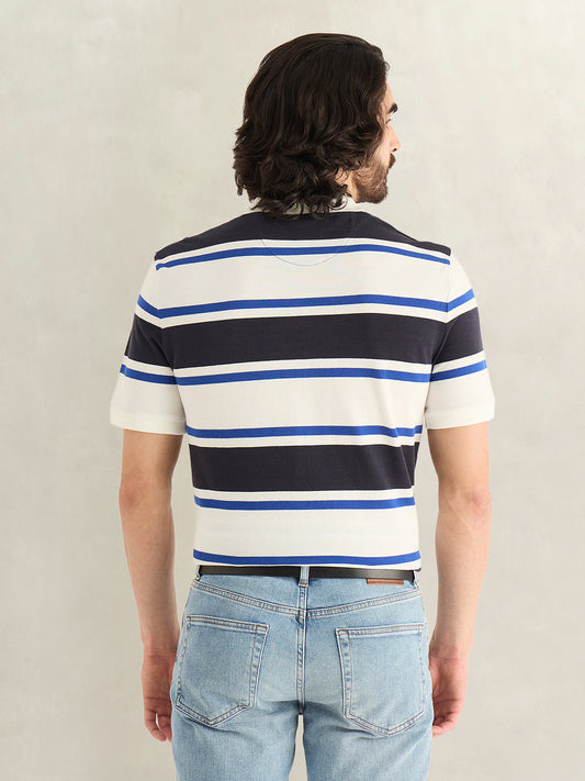 GANT Mens Blue Striped Polo T-Shirt