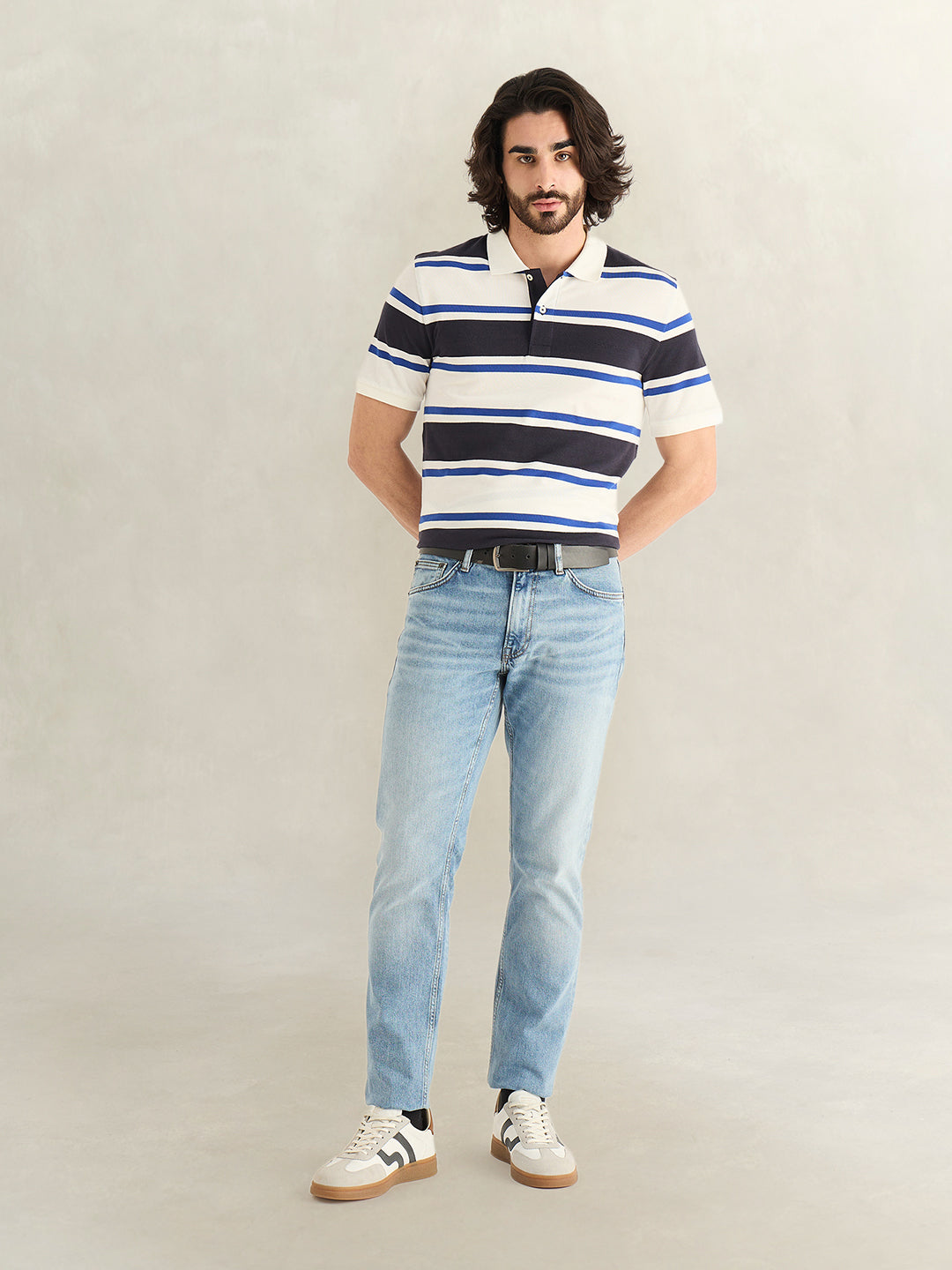 GANT Mens Blue Striped Polo T-Shirt