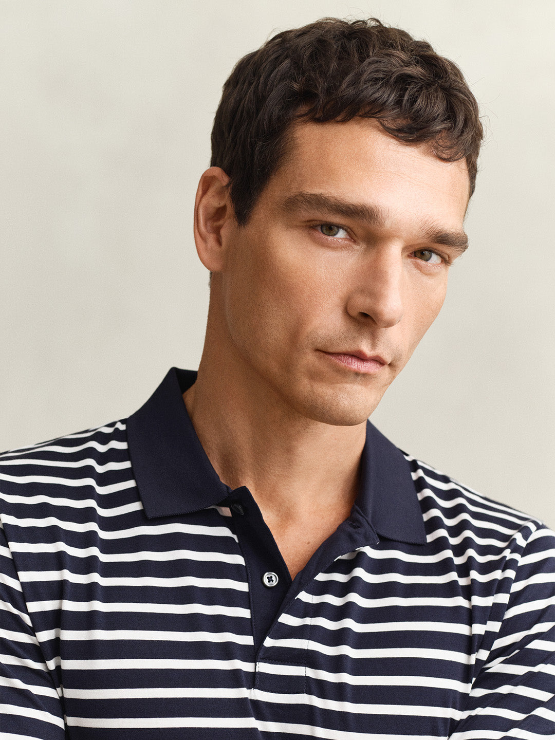 Gant Men Navy Blue Striped Regular Fit Pure Cotton Polo T-Shirt